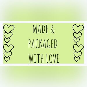 30 STICKERS - 2” x 1” - “MADE & PACKAGED ‘WITH LOVE’” - PRODUCT OR SHIP LABEL